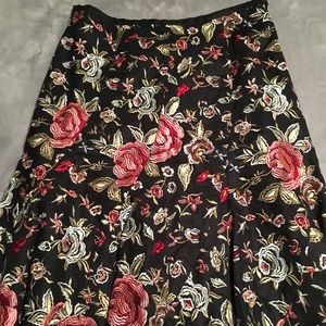 ECI NY embroidered floral black skirt